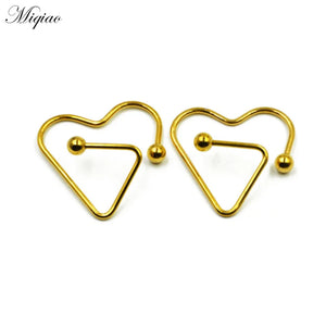Miqiao 2pcs Heart-shaped Breast Rings Stainless Steel Body Piercing Jewelry