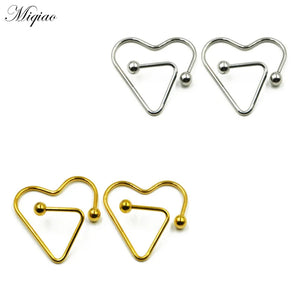 Miqiao 2pcs Heart-shaped Breast Rings Stainless Steel Body Piercing Jewelry