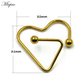 Miqiao 2pcs Heart-shaped Breast Rings Stainless Steel Body Piercing Jewelry