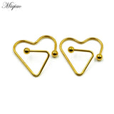 Miqiao 2pcs Heart-shaped Breast Rings Stainless Steel Body Piercing Jewelry