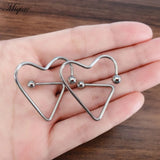 Miqiao 2pcs Heart-shaped Breast Rings Stainless Steel Body Piercing Jewelry
