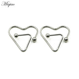 Miqiao 2pcs Heart-shaped Breast Rings Stainless Steel Body Piercing Jewelry