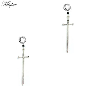 Miqiao 2pcs Stainless Steel Sword Dagger Ear Expander 6-30mm Body Piercing