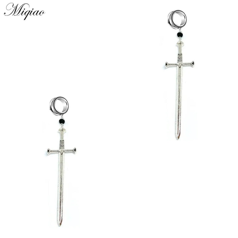 Miqiao 2pcs Stainless Steel Sword Dagger Ear Expander 6-30mm Body Piercing