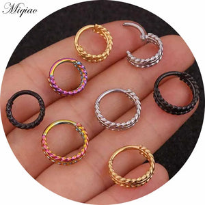 Miqiao 2pcs Twist Closed Ring Ear Bone Ring Piercing Jewelry