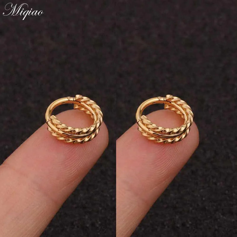 Miqiao 2pcs Twist Closed Ring Ear Bone Ring Piercing Jewelry