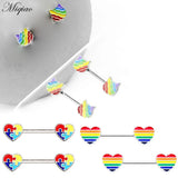 Miqiao 2pcs Oil Stitching Block Breast Ring Piercing Jewelry
