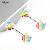 Miqiao 2pcs Oil Stitching Block Breast Ring Piercing Jewelry