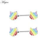 Miqiao 2pcs Oil Stitching Block Breast Ring Piercing Jewelry