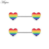 Miqiao 2pcs Oil Stitching Block Breast Ring Piercing Jewelry