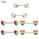 Miqiao 2pcs Oil Stitching Block Breast Ring Piercing Jewelry