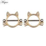 Explosion Stainless Steel Alien Cow Rabbit Cat Moon Breast Ring
