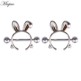 Explosion Stainless Steel Alien Cow Rabbit Cat Moon Breast Ring