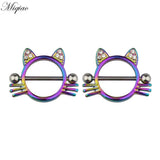 Explosion Stainless Steel Alien Cow Rabbit Cat Moon Breast Ring