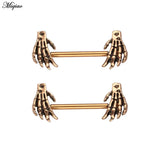 Miqiao 2pcs Stainless Steel Skull Two-hand Breast Ring