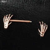Miqiao 2pcs Stainless Steel Skull Two-hand Breast Ring
