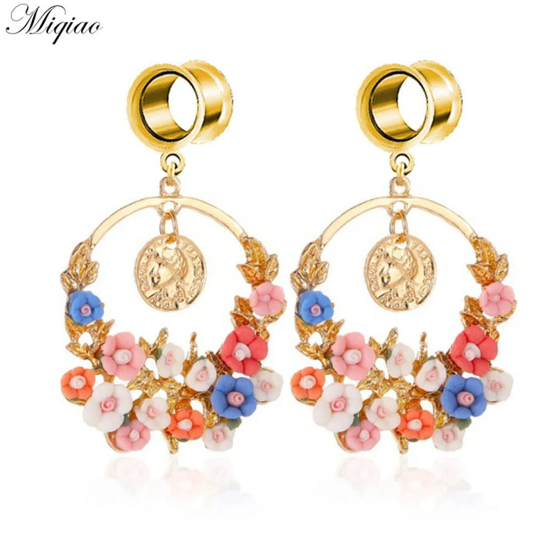 Miqiao 2pcs Stainless Steel Double Horn Ear Expander Body Piercing