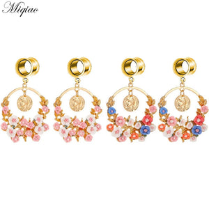 Miqiao 2pcs Stainless Steel Double Horn Ear Expander Body Piercing