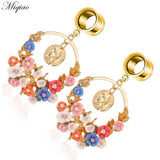 Miqiao 2pcs Stainless Steel Double Horn Ear Expander Body Piercing