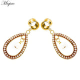 Miqiao 2pcs Stainless Steel Pearl Geometric Double Horn Ear Piercing