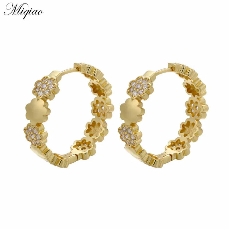 Miqiao Zircon Flower Earrings Body Piercing Jewelry