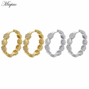 Miqiao Zircon Flower Earrings Body Piercing Jewelry