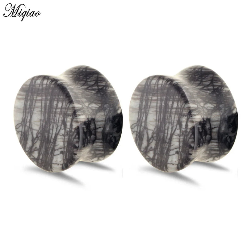 2pcs Natural Stone Horn Ear Expander 6mm-16mm