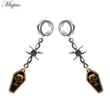 Miqiao 2pcs Barbed Wire Skull Ear Expander Pulley Human Body Piercing Jewelry