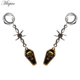 Miqiao 2pcs Barbed Wire Skull Ear Expander Pulley Human Body Piercing Jewelry