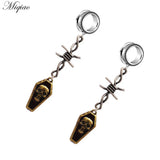 Miqiao 2pcs Barbed Wire Skull Ear Expander Pulley Human Body Piercing Jewelry