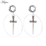 Miqiao 2pcs Stainless Steel Sword Pendant Ring Ear Expanding Body Piercing