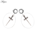Miqiao 2pcs Stainless Steel Sword Pendant Ring Ear Expanding Body Piercing