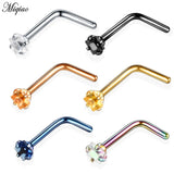 6pcs Stainless Steel Nose Nails - L-shaped Piercing Jewelry for Women
