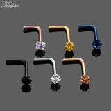 6pcs Stainless Steel Nose Nails - L-shaped Piercing Jewelry for Women