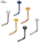 6pcs Stainless Steel Nose Nails - L-shaped Piercing Jewelry for Women