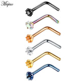 6pcs Stainless Steel Nose Nails - L-shaped Piercing Jewelry for Women