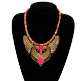 Miqiao Ethnic Boho Resin Alloy Necklace Earrings Set for Women