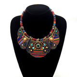 Miqiao Ethnic Ceramic Rice Beads Resin Necklace for Women
