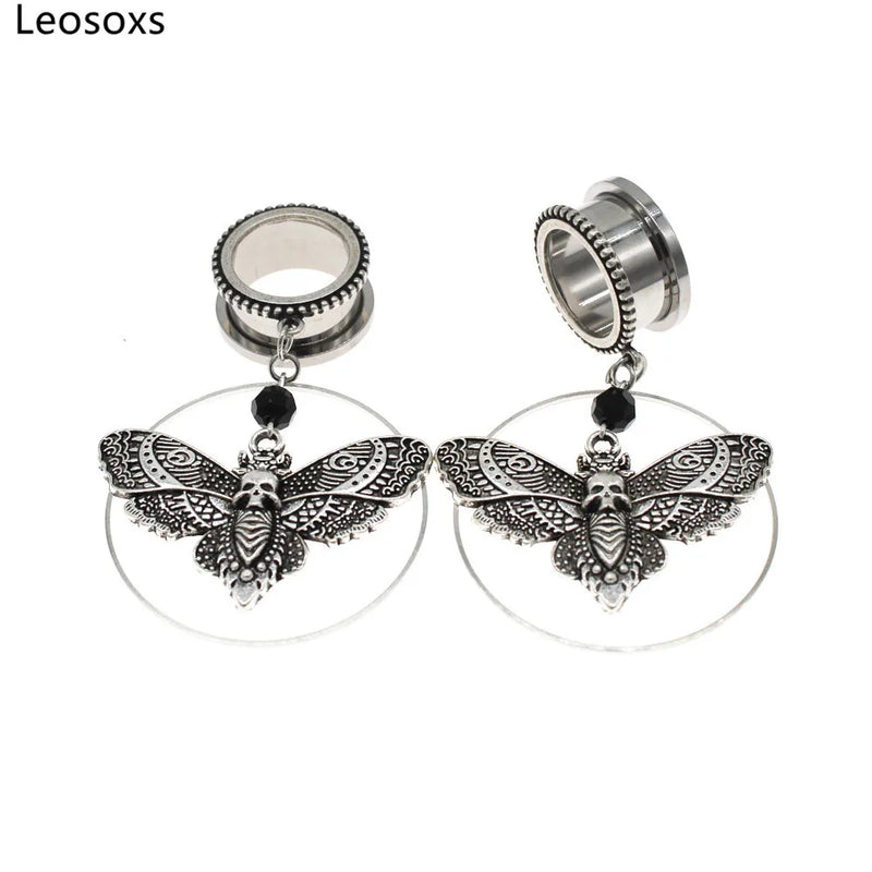 Miqiao Purple Stone Stainless Steel Ear Plug Tunnel Stretcher 6-25mm