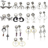 Miqiao Purple Stone Stainless Steel Ear Plug Tunnel Stretcher 6-25mm