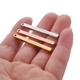 Stainless Steel Round Corner Bar Charm for DIY Necklace Keychain 10pcs