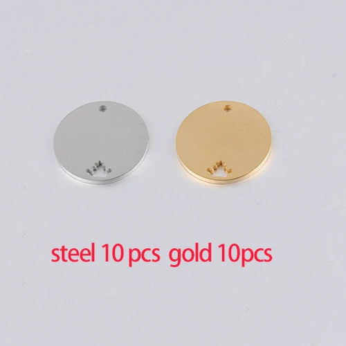 Stainless Steel Round Plate Charm Crown Heart DIY Stamping Charms 20mm