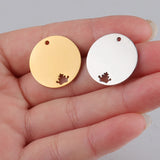 Stainless Steel Round Plate Charm Crown Heart DIY Stamping Charms 20mm