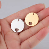 Stainless Steel Round Plate Charm Crown Heart DIY Stamping Charms 20mm