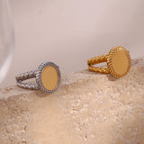 Vintage Hollow Stainless Steel Band Rings for Women