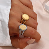 Vintage Hollow Stainless Steel Band Rings for Women