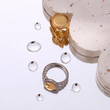 Vintage Hollow Stainless Steel Band Rings for Women