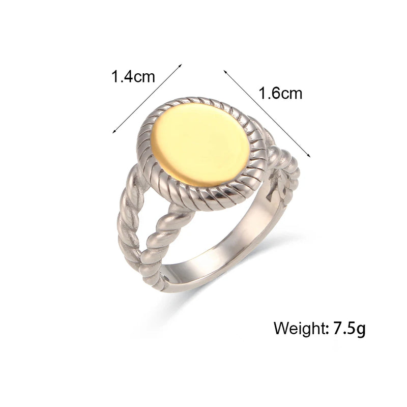 Vintage Hollow Stainless Steel Band Rings for Women