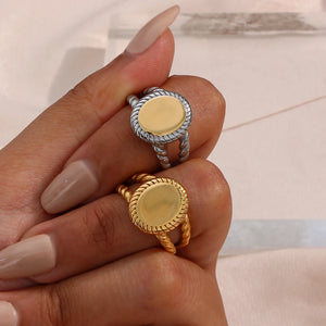 Vintage Hollow Stainless Steel Band Rings for Women