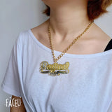 Mirrow Acrylic Name Pendant Necklace Laser Jewelry Heart Choker C21